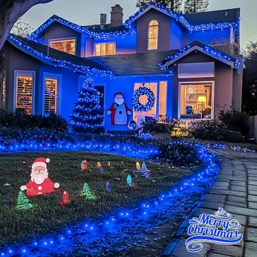JMEXSUSS 250 LED Blue Christmas Lights, Halloween String Lights Plug in - Image 3