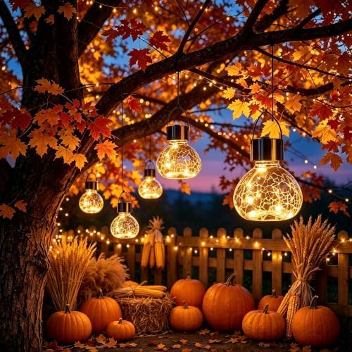 GIGALUMI Fall Solar Lights Outdoor Hanging Lanterns Solarpowered for Garden by GIGALUMI