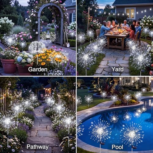 btfarm 4 Pack Solar Garden Lights Outdoor, 8 Modes Firework Lights Outside - Image 6