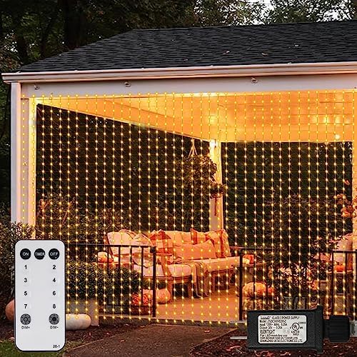 1200 LED Curtain Fairy Lights 10Ftx10Ft with Timer Remote Control Plug in by ZAIYW