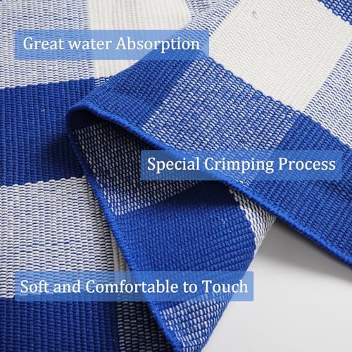 Buffalo Plaid Outdoor Rug 27.5" x 43" Blue and White Checkered Area Rug Washable Doormats Indoor Outdoor Rugs for Layered Front Door Mats, Porch, Entryway, Kitchen, Farmhouse - Image 4