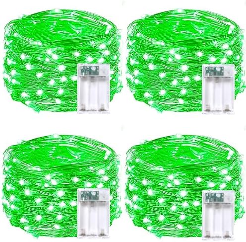 4 Pack Fairy Lights Battery Operated Halloween String Lights Timer Green by EXF