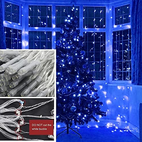 Solhice LED Curtain Lights Blue Outdoor 20ft x10ft, 600 LED Plug in Christmas Hanging String Lights Indoor, Twinkle Lights Backdrop for Backyard Wedding Bedroom Décor (Not Connectable) - Image 4
