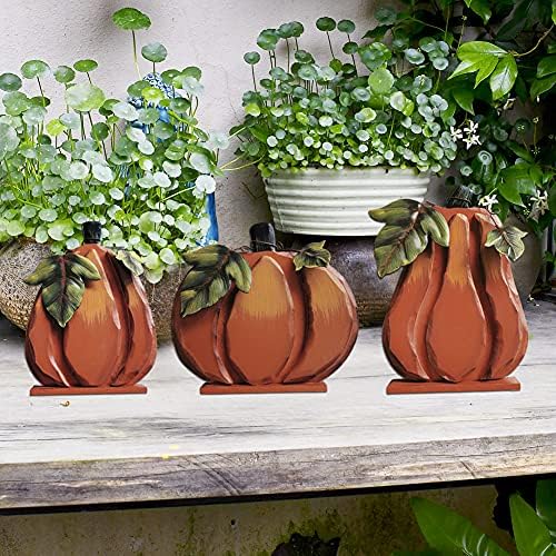 Wood Pumpkin Decor Outdoor Fall Decorations Table Sign Centerpieces Flat - Image 4
