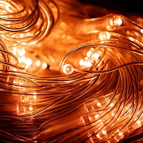 Net Light Outdoor Mesh Christmas Decorations, 100LED String Light Plug in Connectable Tree Warp Hanging 5ft x 5ft for Halloween, Shrubs, Lawn, Backyard, Walkway, Bushes, Garden Decor-Orange - Image 4