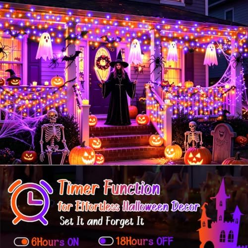KNONEW 33FT 400 LED Orange Purple Halloween Lights Outdoor for Decorations - Image 4