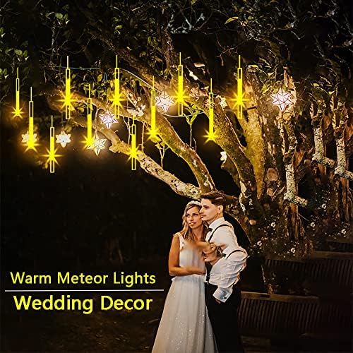Warm White Meteor Shower Lights for Xmas Wedding Party Decorations, 24-Tube - Image 3