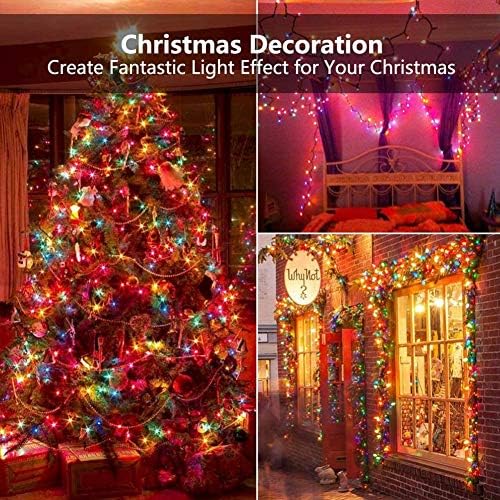 woohaha Christmas Lights Multicolor,2PACK Total 200Count 46FT Green Wire - Image 6
