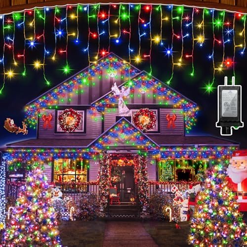 1332 LED 132FT Christmas Icicle Lights, 296 Drops, 12 Modes, Multicolor by QUHUATU