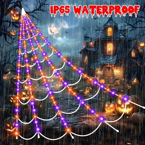 Halloween Decorations Outdoor Spider Web: Giant Light Up Spider Web Decor - Image 6