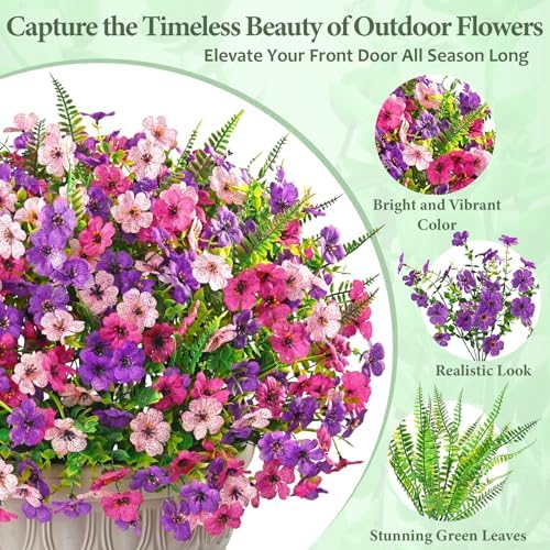 Yastouay 24 Bundles Artificial Flowers for Outdoors Decoration UV Resistant - Image 4