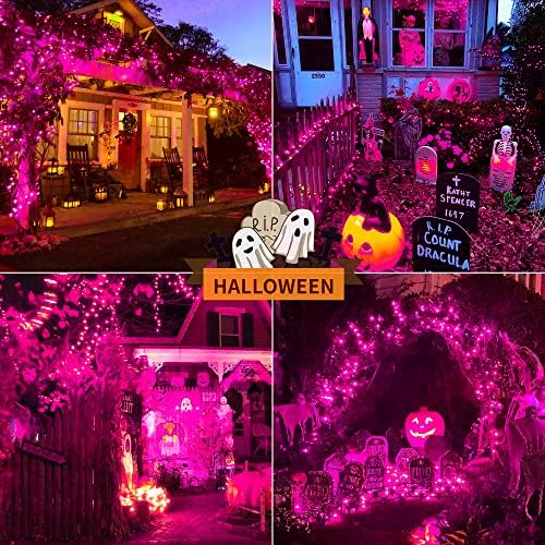 Hopolon 2PACK 50-Count 13ft Pink Purple Halloween Lights with White Wire - Image 6
