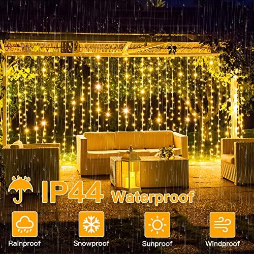 Ollny Curtain Lights 6.6x6.6ft, 200LED String Lights with Remote Warm White - Image 5