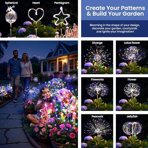 2Pack Solar Lights Outdoor, Multicolor Firework Lights - Image 6