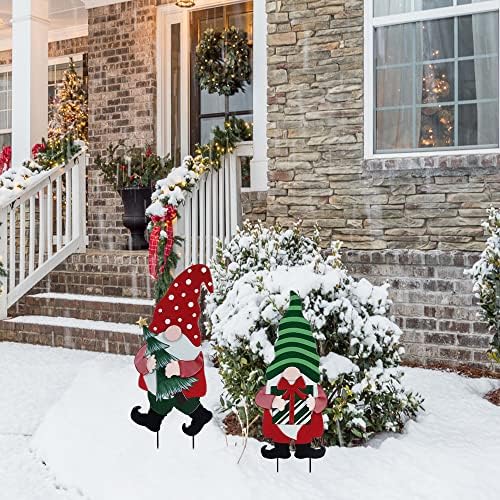 YEAHOME Outdoor Christmas Decorations for Home, Decorative Garden Stakes 2 Pack Gnomes for Christmas Decor, Metal Yard Signs Xmas Decorations for Outside Garden Yard Lawn Patio Holiday Party - Image 6
