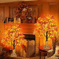 Remon 36 LED Lighted Fall Maple Tree - 2FT Thanksgiving Tabletop Lamp Decor with 72 Maple Leaves, 6 Acorns, Timer, Burlap Base, Battery Operated 24 Inch Fall Artificial Tree for Autumn Decorations by Remon