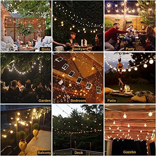 Outdoor Globe String Lights White - G40 Outdoor Lights Patio String Lights Linkable Waterproof with 27 Shatterproof Clear Bulbs(2 Extra) for Wedding Party Pergola Gazebo Lights - Image 6