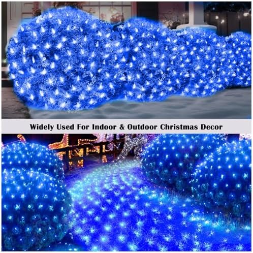 Christmas Net Lights Outdoor for Bushes, 6x5ft 120LED Net Light Outdoor Mesh Lights, Connectable Waterproof Net Light for Bushes,Garden,Yard,Trunk,Xmas Tree,Christmas Décor (Blue) - Image 5
