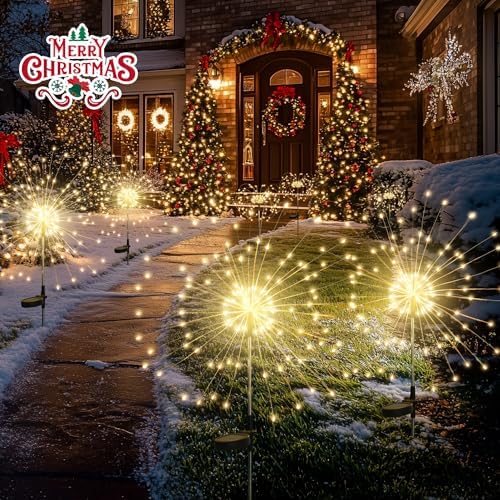 GIGALUMI 6 Pack Solar Firework Lights Outdoor, Garden Decor, Warm White - Image 3