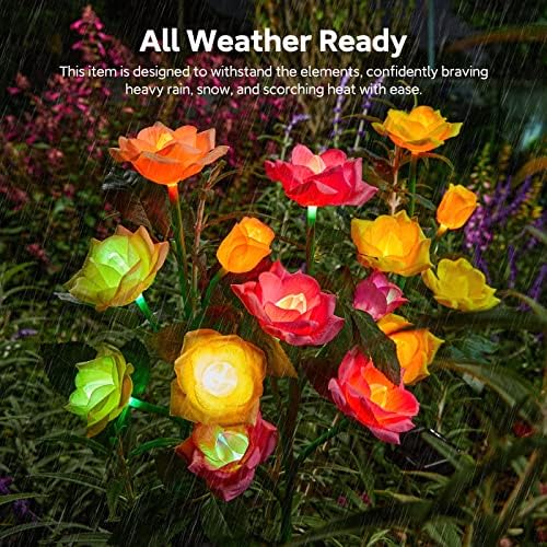 RECHOO Solar Garden Lights Outdoor 6Pack, Solar Flower Lights with 30 Roses - Image 5