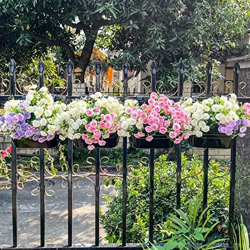 Hanging Planters, 10.6" Metal Railing Planters for Outdoor Plants, 4pcs - Image 7
