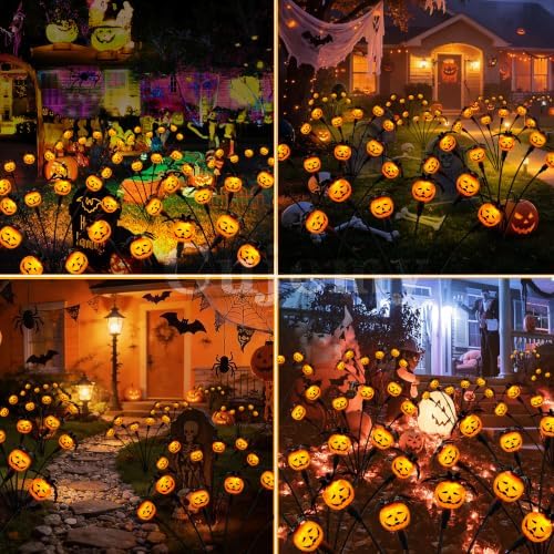 Halloween Decorations Outdoor 2 Pack Pumpkin Swaying Solar Lights - Image 4