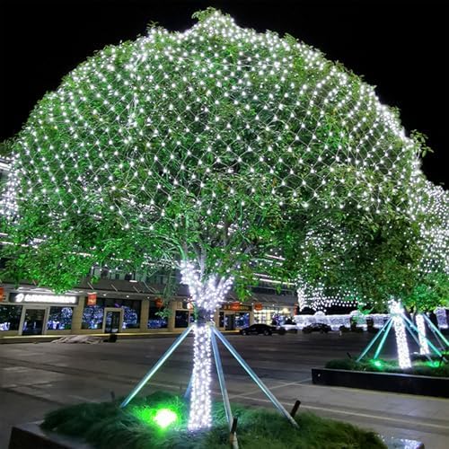 LJLNION Christmas Net Lights, 360 LED 12ft x 5ft Connectable Mesh Fairy String Lights, 8 Modes Low Voltage Safe Adaptor for Xmas Trees, Bushes, Wedding, Outdoor Holiday Garden Decorations, Cool White - Image 5