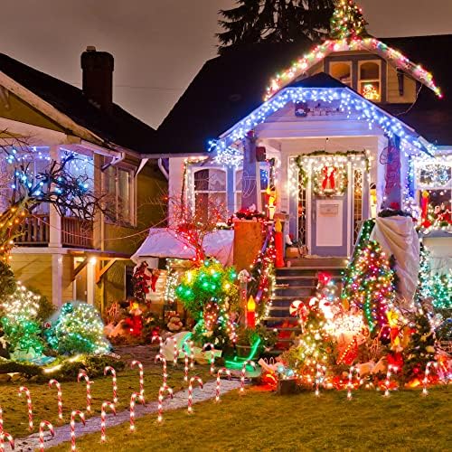 COOLWUFAN 12 Pack 17 Inch Candy Cane Christmas Pathway Lights Outdoor Decor - Image 6
