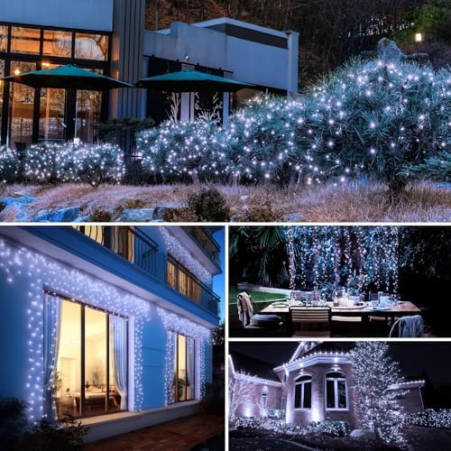 btfarm 8 Pack Solar String Lights Outdoor, Total 640LED 264FT Solar Fairy Lights Waterproof 8 Modes, Copper Wire Twinkle Lights Solar for Outside Garden Patio Tree Xmas Wedding Party Decor, Cool White - Image 6