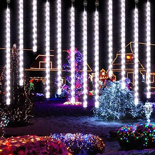 AWQ 16.9 Inch 10 Tubes Meteor Shower Lights Outdoor Christmas Lights White - Image 3