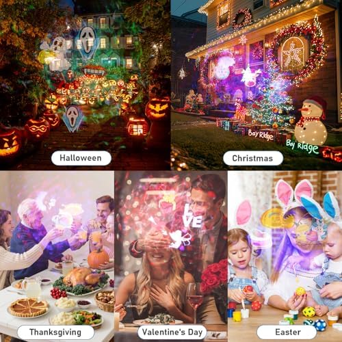 2026 Upgrade Holiday Projectors, Brighter Halloween Decorations Projector Lights, Christmas Projector Light with 10 HD Replaceable Slides (Ocean Wave & Patterns), Waterproof Halloween Projector Show - Image 6