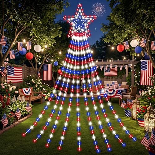 Huquary 4th of July Waterfall String Lights Led, 2 ft by Huquary