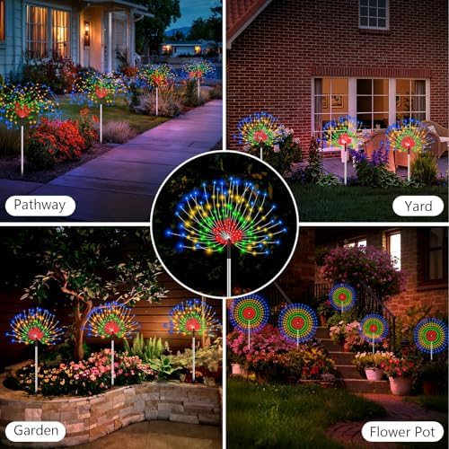 echosari 6 Pack Solar Garden Lights 720 LED Timer, 3 in 1 Landscape Lights - Image 7