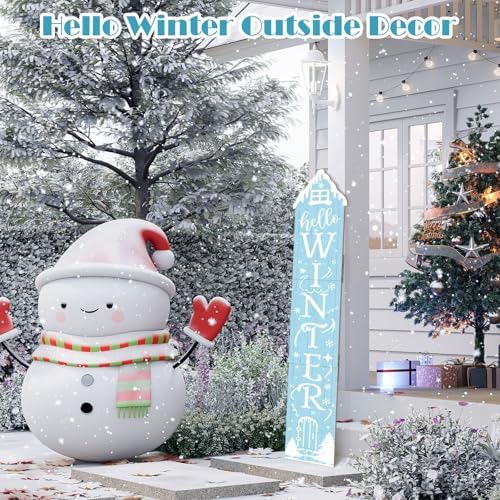 47" Double Side Gingerbread Porch Sign Hello Winter Outdoor Decor - Image 4