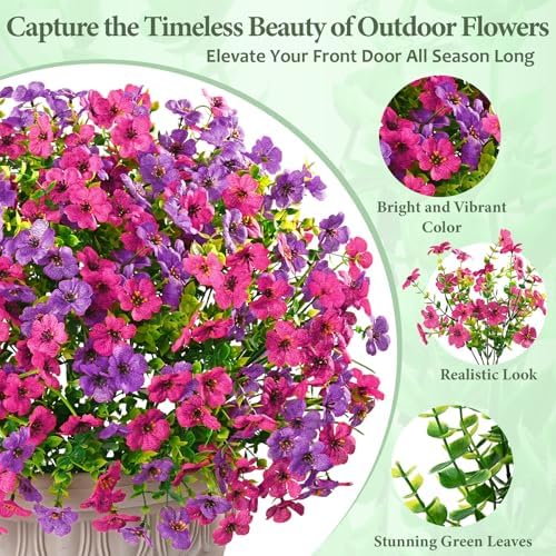 Yastouay 24 Bundles Artificial Flowers for Outdoors Decoration UV Resistant - Image 4