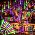 LAMPHOME Orange Purple Green Halloween Lights Outdoor,12-inch LED Meteor Shower Icicle Lights, 10 Tubes 240 LED String Lights. Waterproof Plug, Shower Rain for Xmas Tree Yard House Decor by ULL