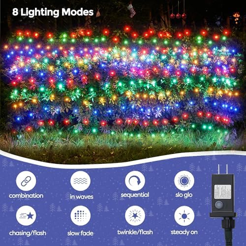 WBao Christmas Lights Outdoor 200LED F8 Big Bulbs, 8.4ft x 5.2ft Christmas Bushes Lights with 8 Modes, Timer, End to End Connectable, Waterproof for Lawn, Bushes Outdoor Xmas Decorations, Multicolor - Image 3