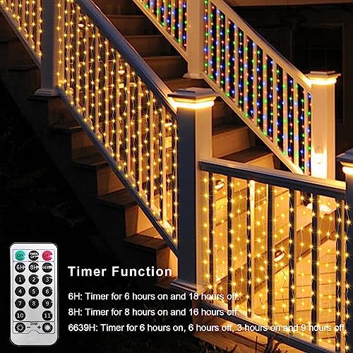 ZAIYW 20Ftx3Ft Curtain Lights Outdoor LED Fence Lights with Remote Timer - Image 6