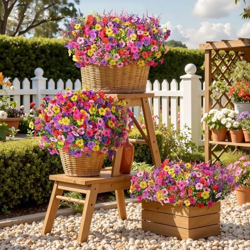 SHareconn 24 Bundles Artificial Flowers for Outdoors UV Resistant Decor - Image 5