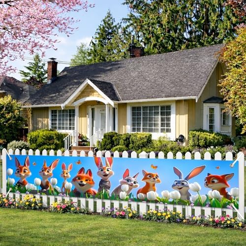 BlissYard Spring Cute Woodland Banner Garden Animals Decor 118 x 20 Inch - Image 3