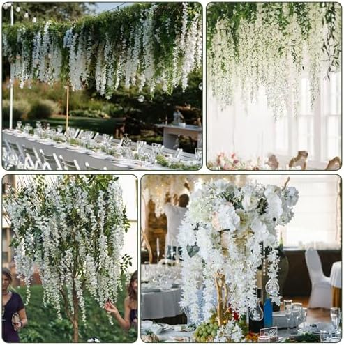 Alotiki White Wisteria Hanging Flowers, 48 Pack Fake Hanging Flowers - Image 4