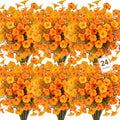 Ouddy Decor 24 Bundles Artificial Flowers for Outdoors (24, Light Orange) by OuddyDecor