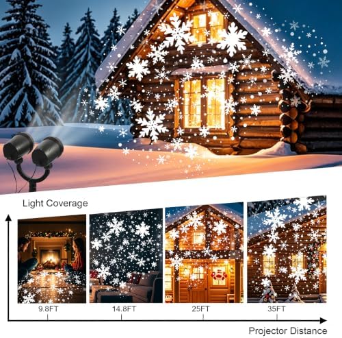 Christmas Snowflake Projector Lights, Double Head Outdoor LED Snowflake Lights Dynamic Falling Snowflake Effect, IP65 Waterproof for Christmas Decoration, Yard, Lawn, House, Holiday Party - Image 2