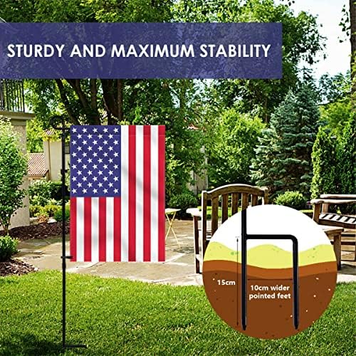 YEAHOME 2PC Garden Flag Holder Stand, Weather-Proof Yard Flag Pole Black Metal Powder-Coated Flagpole with Tiger Clip and Rubber Stopper for Garden Flags Outdoor Decorations - Image 2