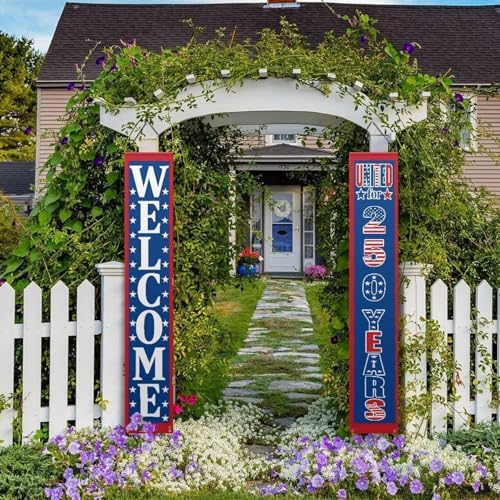 doginthehole 250th Anniversary USA Decorations Banners America 4th of July Patriotic Decor Banner 12 x 71 Inch, 250 Years Anniversary Door Banners for Front Door Porch Outdoor Home Hanging Sign - Image 3