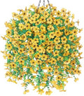 HyeFlora Artificial Hanging Flowers Basket for Outdoor, Fake Flowers Faux Plants Look Real for Yard Gardens Porch Patio Home (Yellow) by HyeFloraartificialflowers