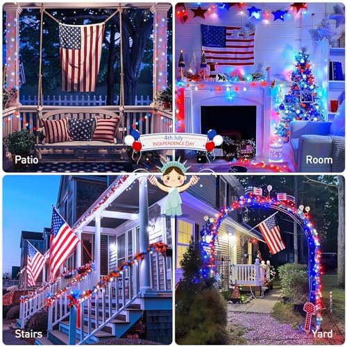 JMEXSUSS Connectable 33ft 100 LED Red White and Blue Lights Indoor Outdoor - Image 6