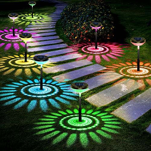 Nupostai Bright Solar Pathway Lights 2 Pack, Color Changing + Warm White LED, IP67 Waterproof Solar Garden Lights for Walkway, Yard, Backyard, Lawn Decorative by Nupostai