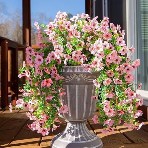 HyeFlora Artificial Flowers for Outdoors Decoration, 2Pcs Pink Fake Hanging Spring Summer Decor, Lifelike Plants, UV & Fading Resistant Flower for Porch Patio Balcony Planter Yard Home Garden - Image 6