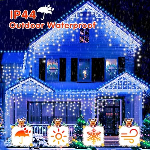 33FT Christmas Lights Outdoor, 400 LED Outdoor String Lights Waterproof Plug in with 8 Modes & Timer, Christmas String Lights for Tree Party, Garden, Holiday Decorations（Cool White） - Image 4